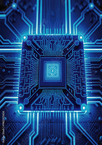 integrated circuit, tech innovation, futuristic tech, CPU, AI processor, motherboard, 