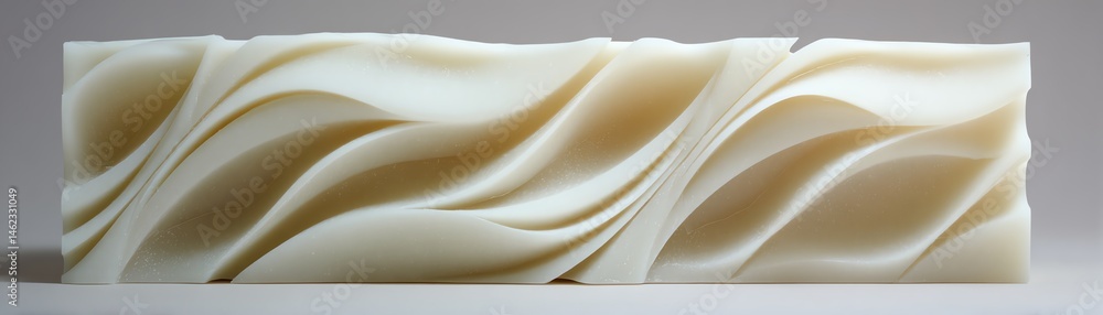 Elegant cream-colored wave design on a white isolated background.