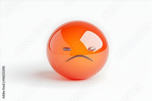 Obraz na płótnie An orange, glossy sphere depicting a frowning face w salonie