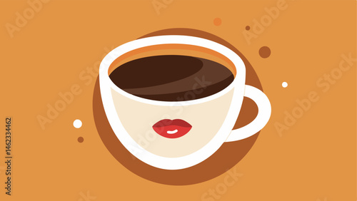 Lipstick Mark In this illustration the view from the inside of a coffee cup features a faint imprint of lipstick on the rim of the cup suggesting the presence of a person. The