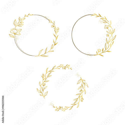 Elegant Gold Floral Circle Frames