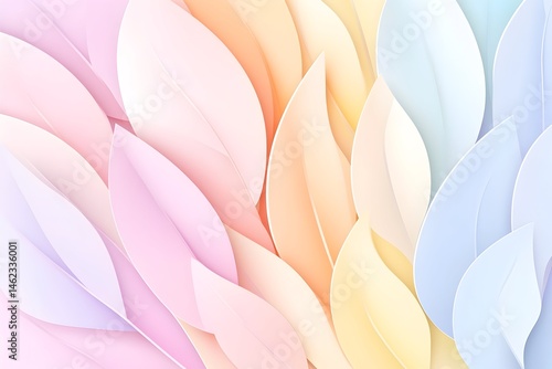 Pastel-colored paper leaves arranged in a gradient pattern