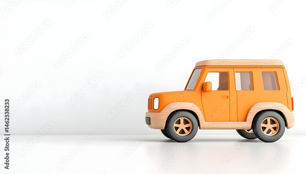 A cute, orange cartoon SUV on a white background