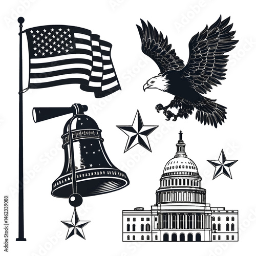 us capitol building with flag