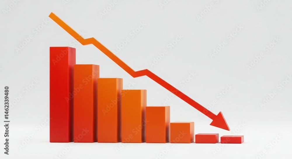 Bar Graph with Falling Arrow Bar Graph with Falling Arrow