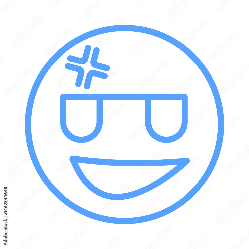 Obraz premium Cool emoji icon blue style