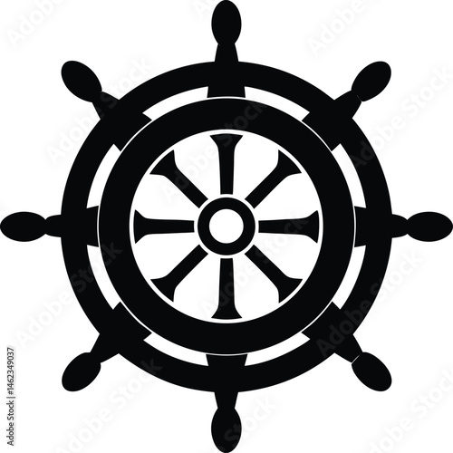 Negative Space Anchor in Ship Wheel Nautical Symbol