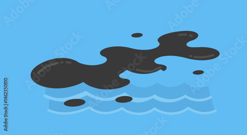 Oil Spill in Sea - Oil Spill in Sea, water, pollution, dark substance, blue background  
