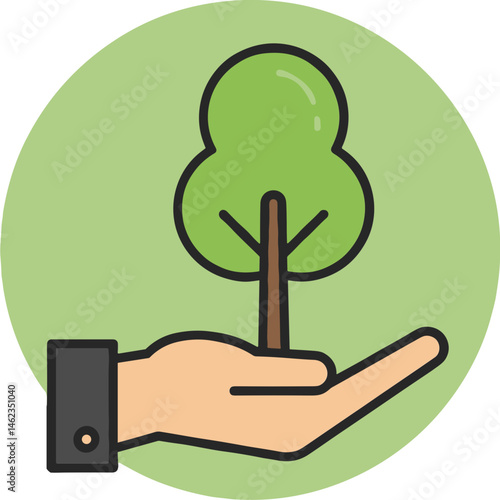 Hand holding a tree symbolizing ecological conservation - Save nature, ecology  