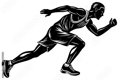 Silhouette of a man running with a leaning forward posture design, silhouette, man, running, athlete, sport, exercise, fitness, motion, active, lifestyle, side profile, vector, graphic, illustration