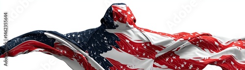 Flag representation, unique fabric design on white isolate background