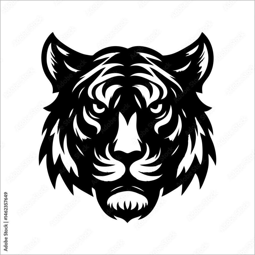 Fototapeta premium Tiger head simple black vector logo icon