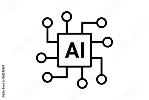AI line icon on white background. Vector illustration.