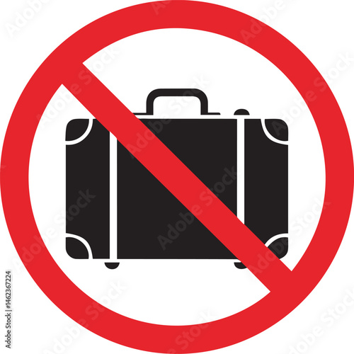 No Baggage or Luggage Allowed Prohibition Sign Vector Illustration