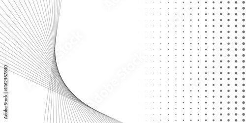 Halftone pattern on a white transparent background with wave vector. Business background lines wave abstract stripe design Digital future technology concept of music, modern, wallpaper, banner, flyer.