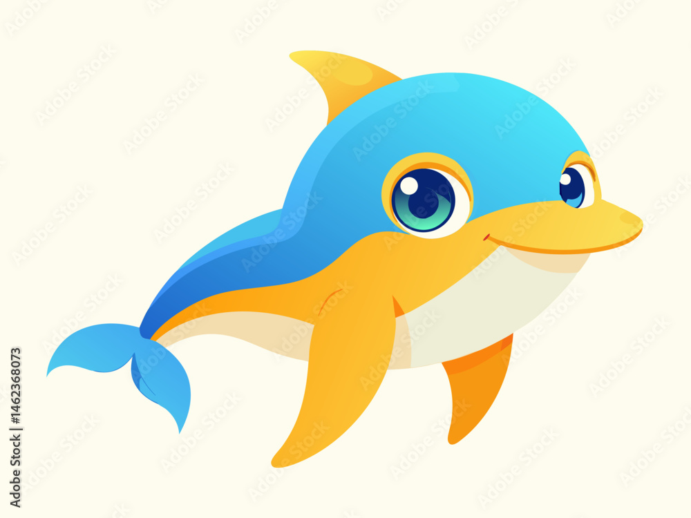 Fototapeta premium Adorable Cartoon Dolphin Illustration for Childrens Book