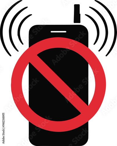 No Cell Phone Allowed Prohibition Sign Vector Illustration