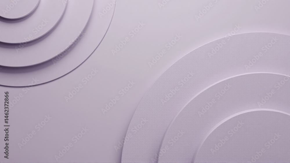Fototapeta premium A minimalist abstract background featu layered concentric circles in a soft, pastel lilac color palette creating a serene and modern geometric design element.