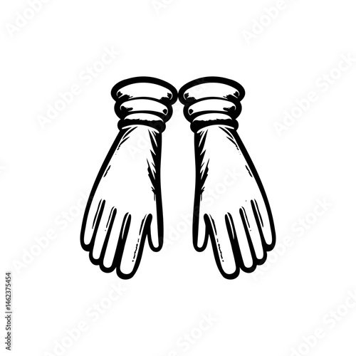 Protective handwear sketch representing sanitary procedures for various activities