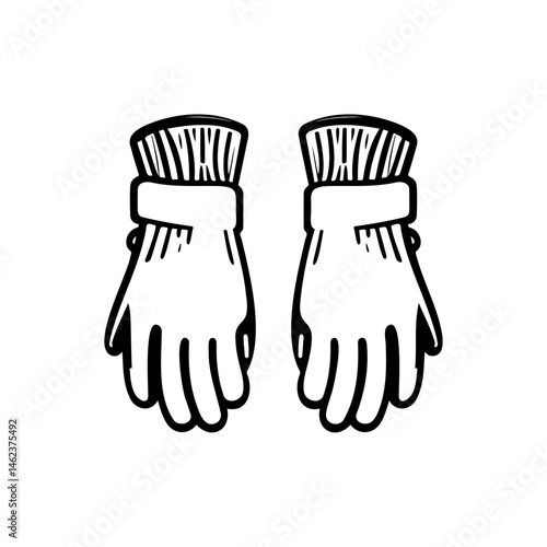 Stylized pair of vintage gloves artwork in monochrome minimalist design
