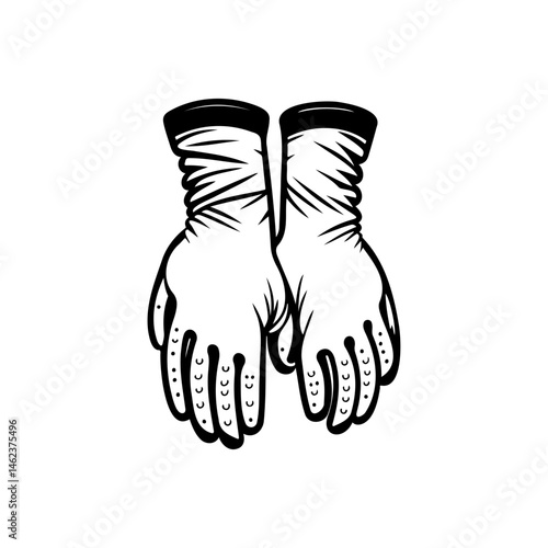 Protective Handwear Illustration Emphasizing Hygiene and Safety in a Retro Style