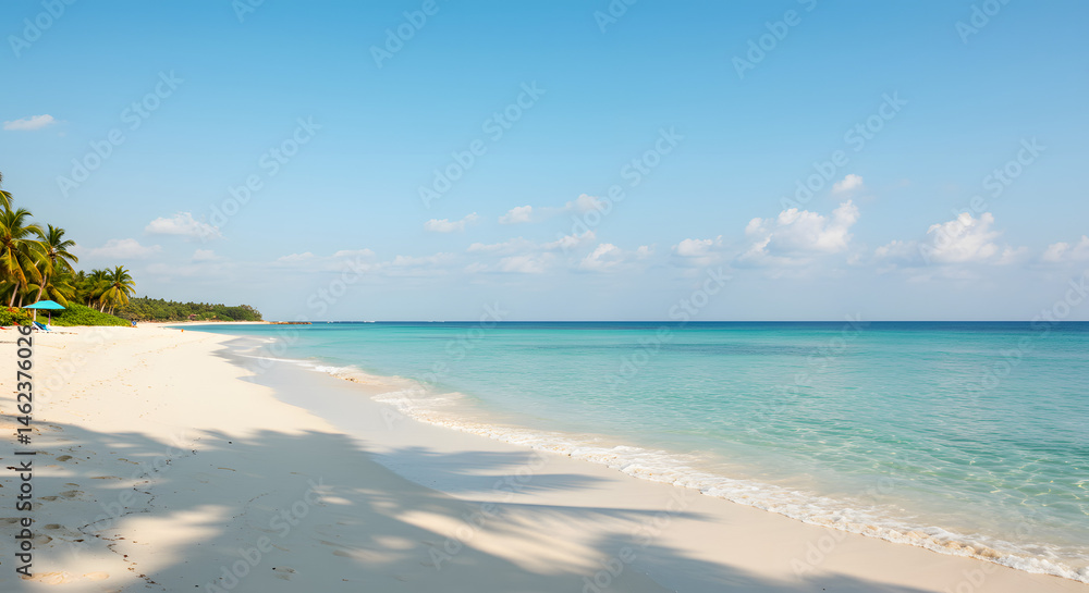 Fototapeta premium Tropical Beach with White Sand and Blue Sky