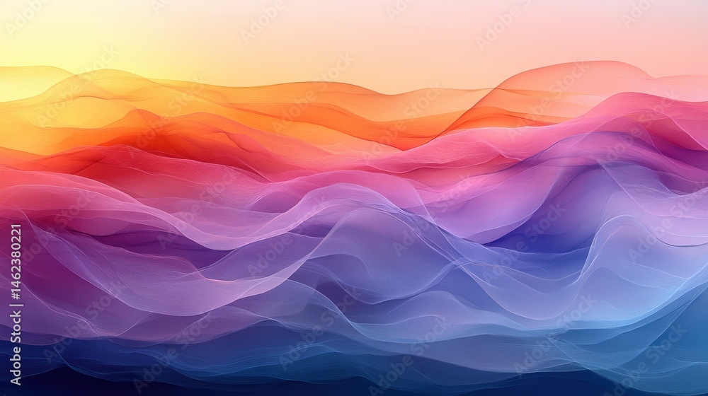 Obraz premium Abstract Colorful Waves in Soft Gradient Hues of Pink and Blue