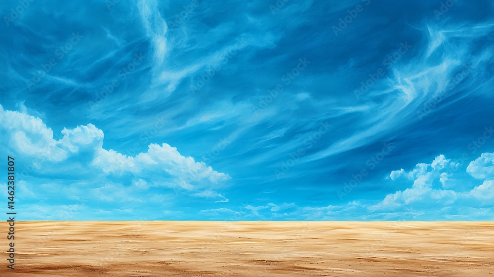 Vast Tan Desert Floor Under a Brilliant Blue Cloudy Sky Natural Landscape Vast Tan Desert Floor Under a Brilliant Blue Cloudy Sky Natural Landscape