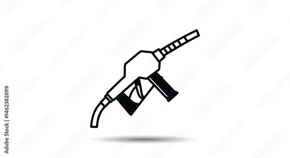 Obraz premium Black Silhouette of a Fuel Pump Nozzle with Shadow Beneath