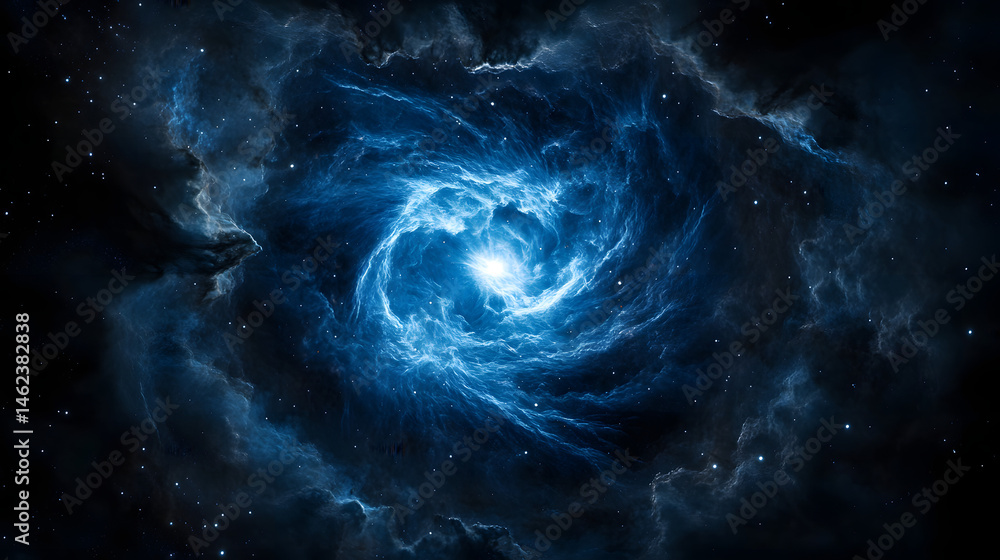 A mesmerizing blue nebula swirling around a dying star. A mesmerizing blue nebula swirling around a dying star.
