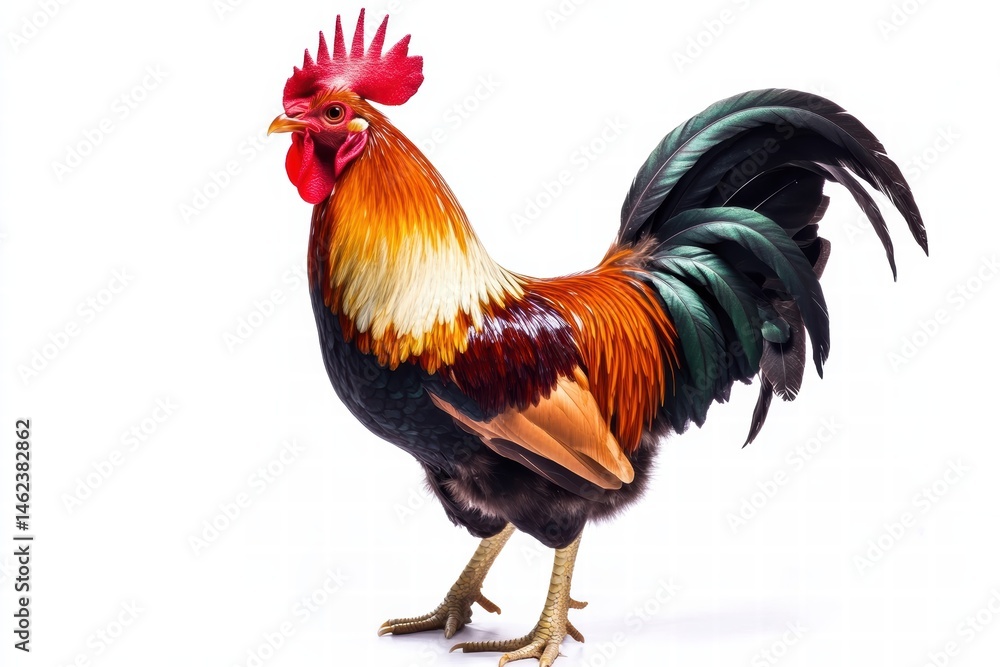 a rooster isolated on a white background, ultra-realistic, real photo a rooster isolated on a white background, ultra-realistic, real photo
