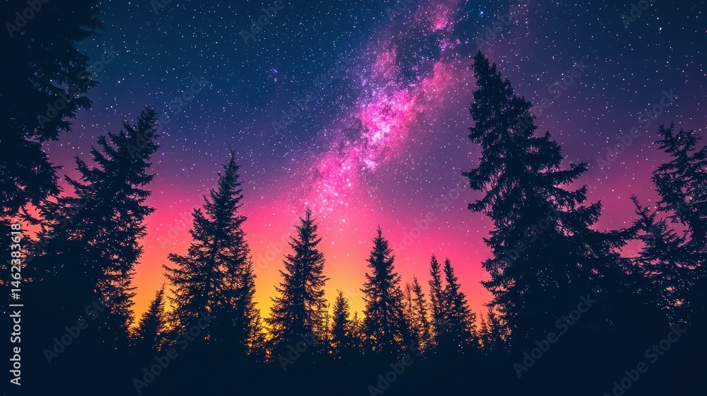 Fototapeta premium Night Sky Over a Forest