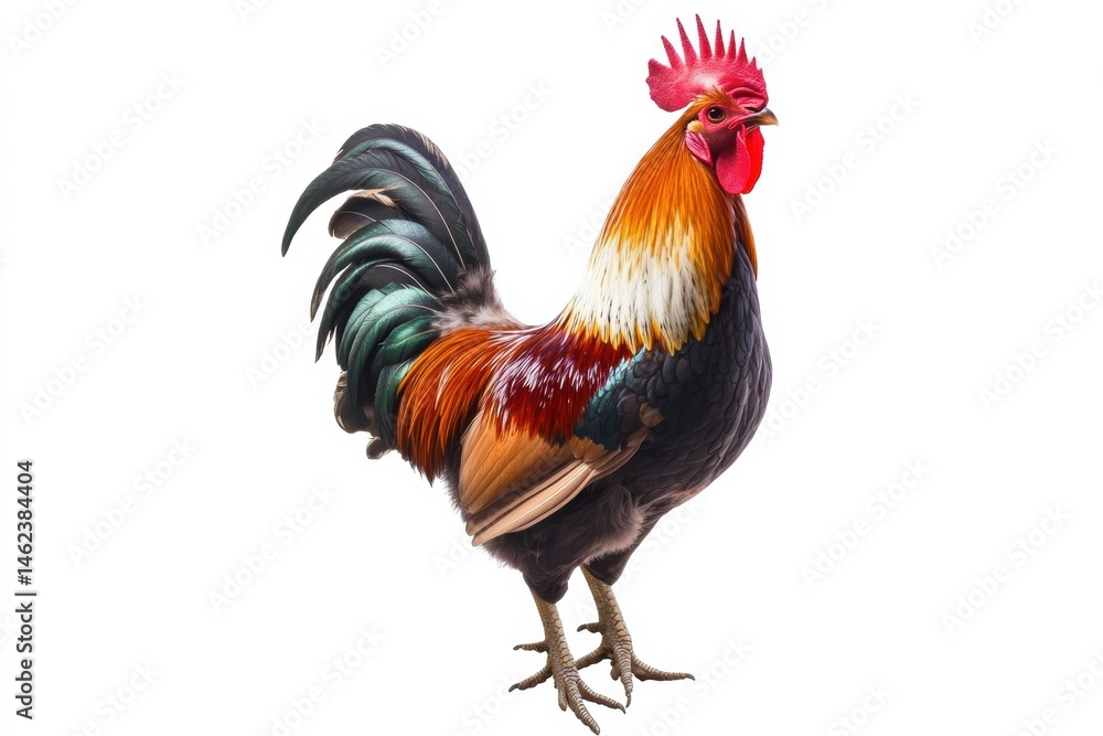 Fototapeta premium a rooster isolated on a white background, ultra-realistic, real photo 
