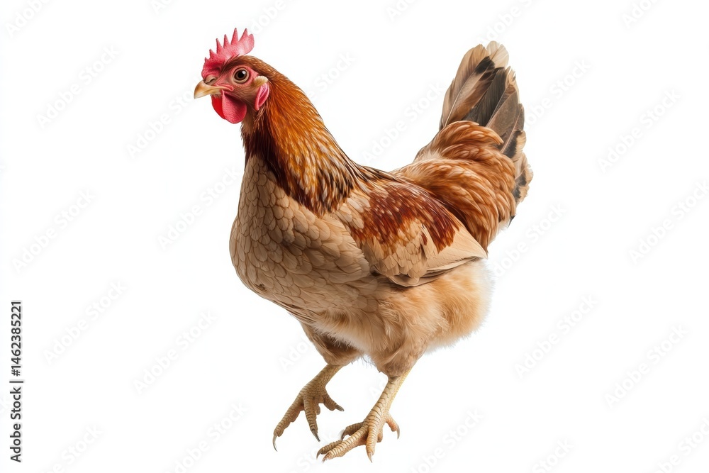 Fototapeta premium a hen isolated on a white background, ultra-realistic, real photo