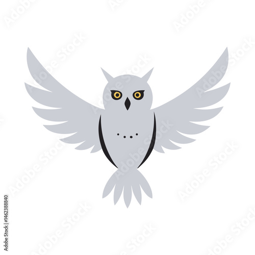 Snowy Owl In Flight Silhouette Under Moon