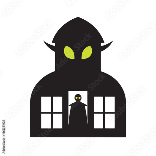 Watcher In The Window With Glowing Eyes