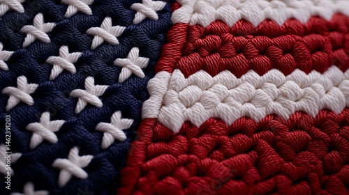 Obraz na płótnie American flag design is presented through intricate crochet work with stars and stripes detail. w salonie