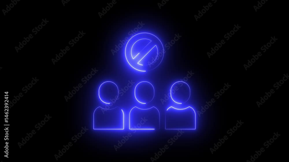 No communal activities icon animation by blue color neon on black background. No communal activities icon animation by blue color neon on black background.