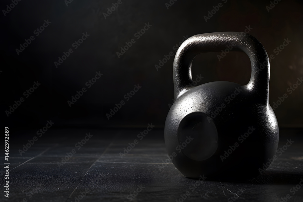 Fototapeta premium Dark Moody Kettlebell on Gym Floor