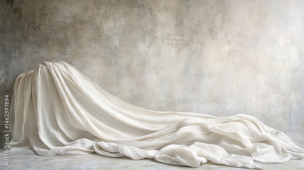 Elegant draped fabric against a neutral backdrop. Elegant draped fabric against a neutral backdrop.