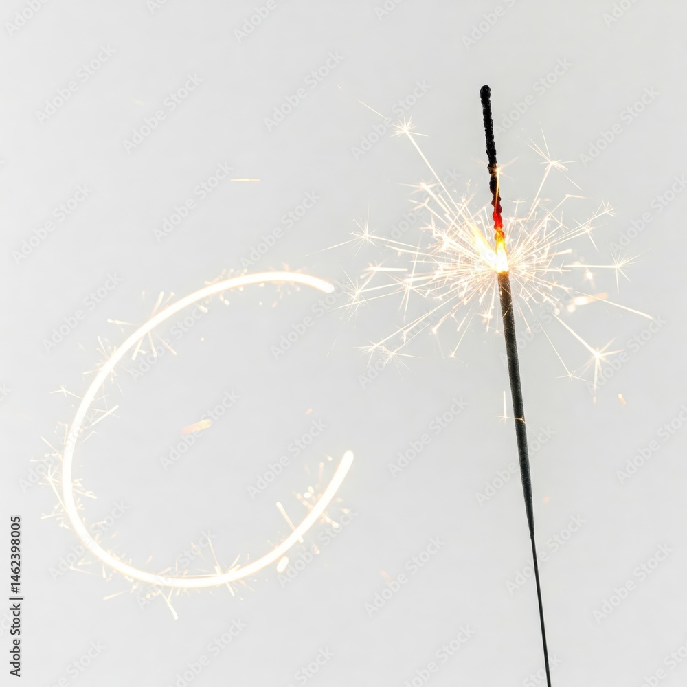 Obraz premium 4th of July sparkler stick on a solid white background