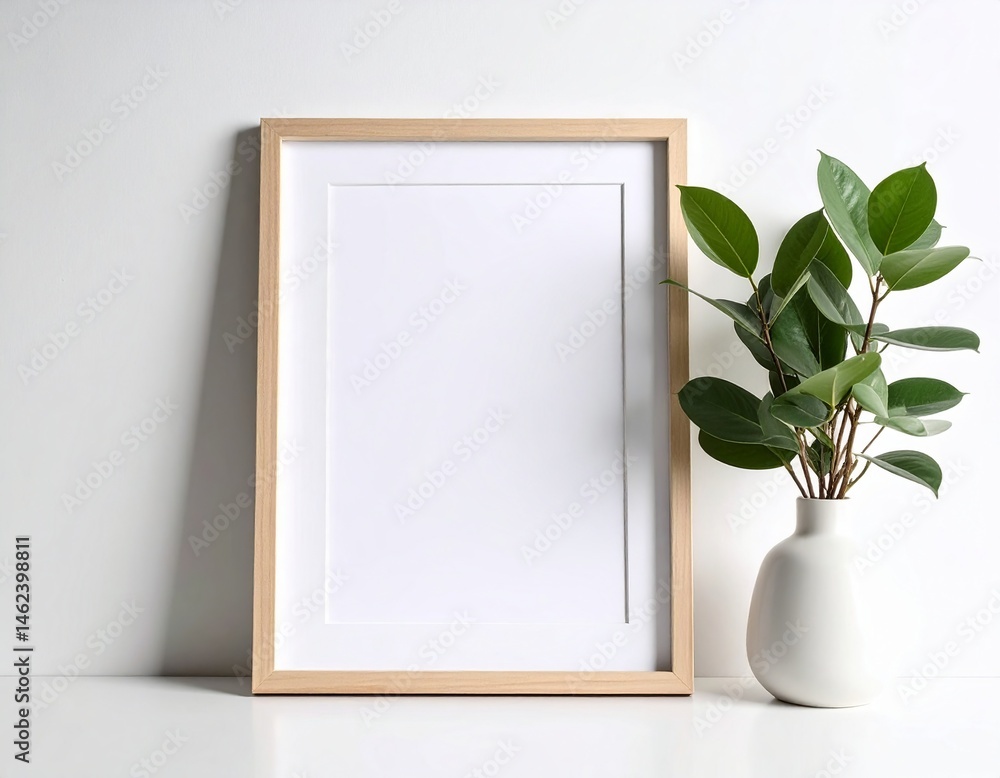Picture frame with white blank space inside, mock up template background Picture frame with white blank space inside, mock up template background