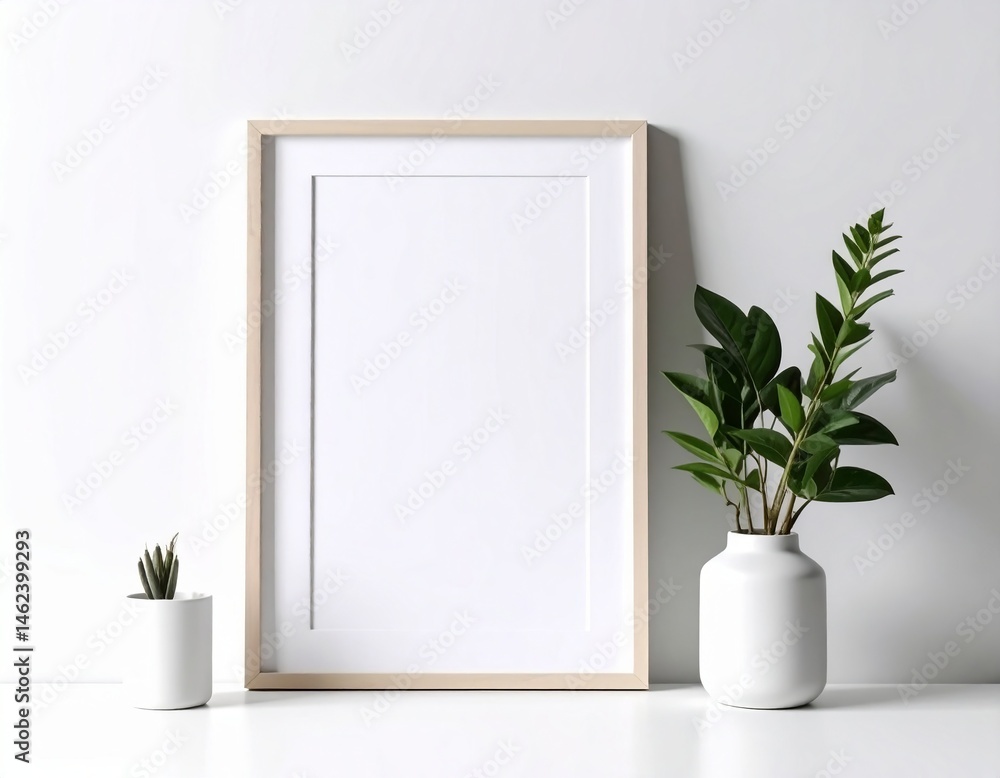 Picture frame with white blank space inside, mock up template background Picture frame with white blank space inside, mock up template background