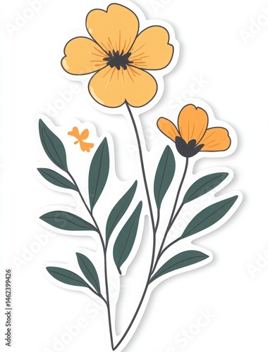 Wallpaper Mural A sticker with isolated simple flower of Japanese-style illustration flat design minimalistic, cute Torontodigital.ca