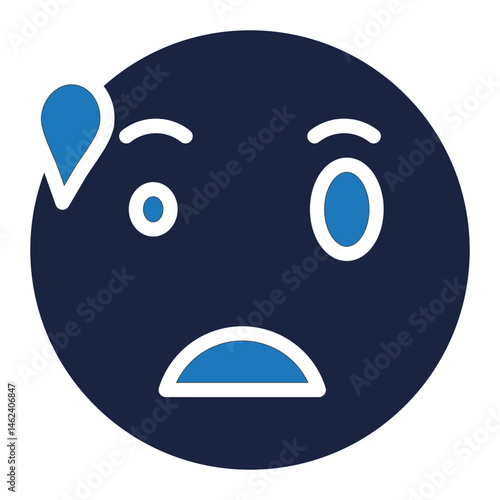 dazed emoji icon blue style
