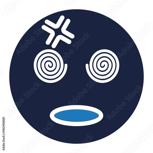 hypnotized emoji icon blue style