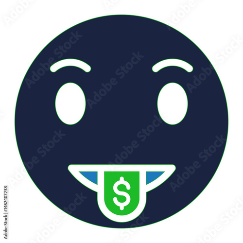 Greed emoji icon blue style