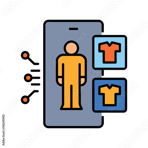 Virtual try on color line icon for digital and print projects.