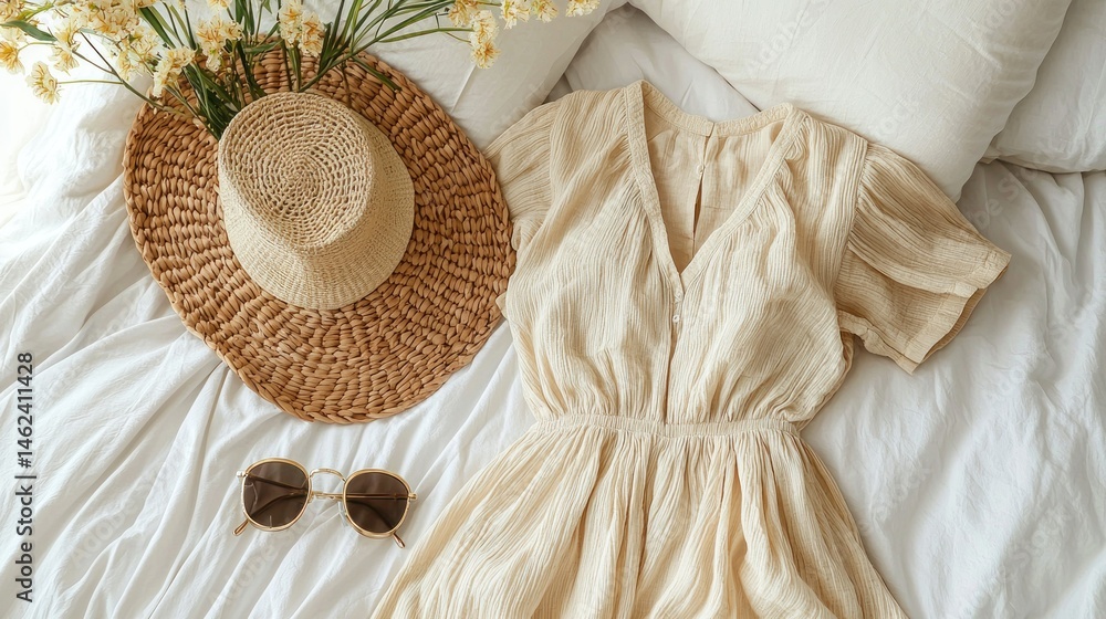 Obraz premium Summery outfit laid on a bed