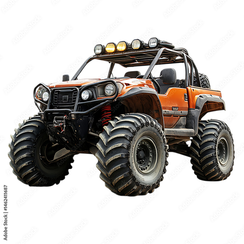 A Rugged All Terrain Vehicle with Large Wheels and a Isolated on Transparent Background A Rugged All Terrain Vehicle with Large Wheels and a Isolated on Transparent Background